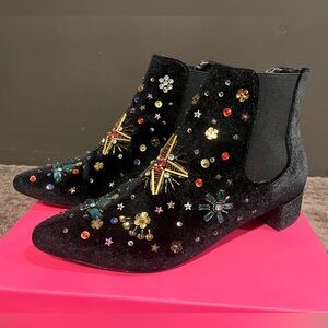 Betsey Johnson Sequin Beaded Velvet Boots - Size 8